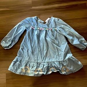 CHILDRENS PLACE long sleeve dress with embroidered rainbows and tassels.
